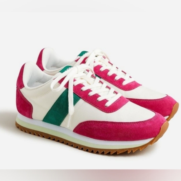 J. Crew Shoes - JCrew Preppy, Tennis Shoes,  Colorblock, Green & Sweet Fuchsia, size 7.5